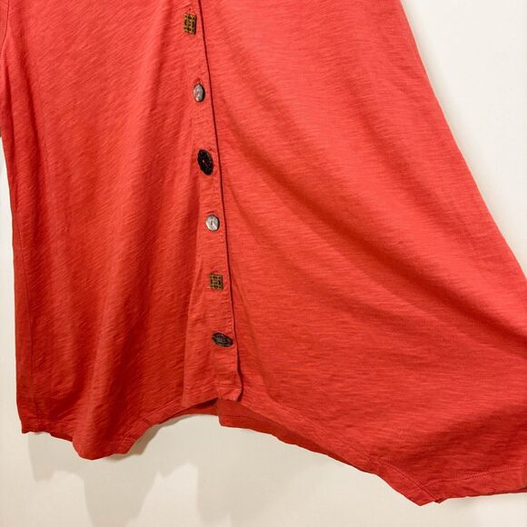 Soft Surroundings Orange Coral Tunic 1X Mixed Buttons Lagenlook Art-To-Wear - Picture 4 of 11